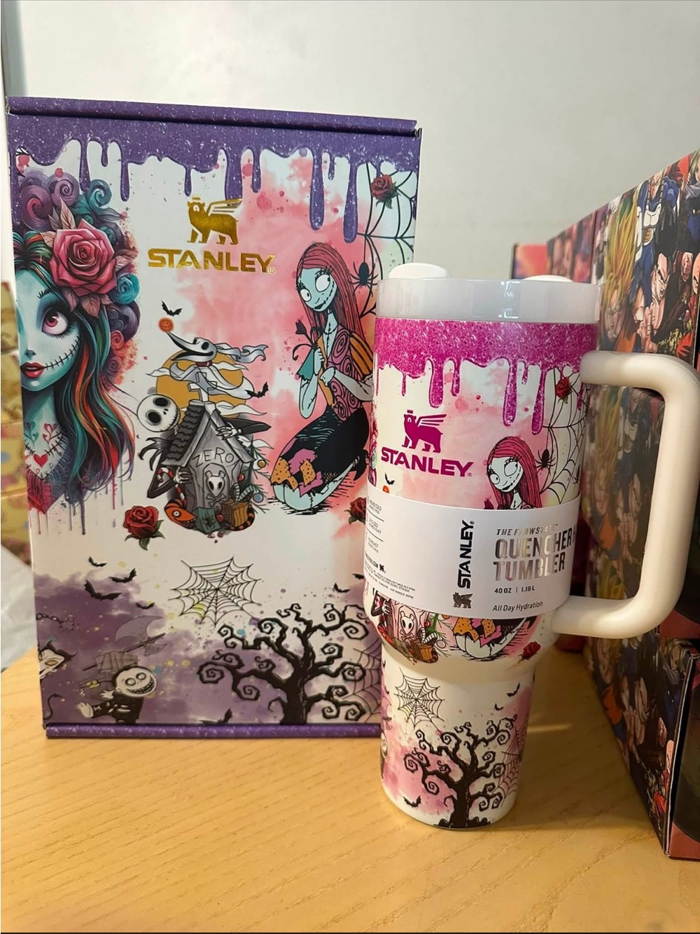 Stanley Quencher Tumbler - Pink, Purple & White Nightmare Before Christmas Art